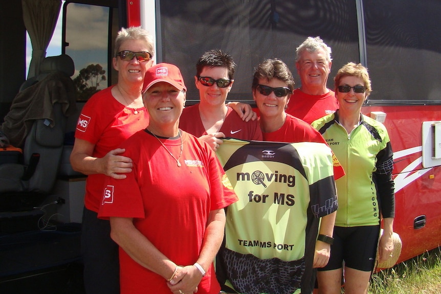 Meg Macintyre (second from left) and her support crew