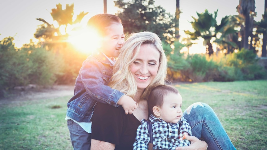 Woman with two boys