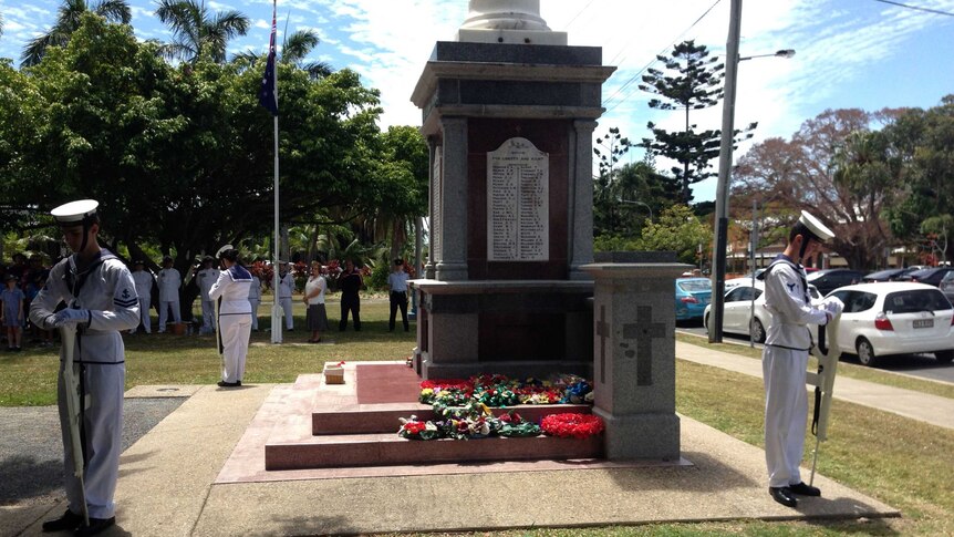 School students, diggers and war widows laid wreaths at the cenotaph in Mackay’s Jubilee Park.