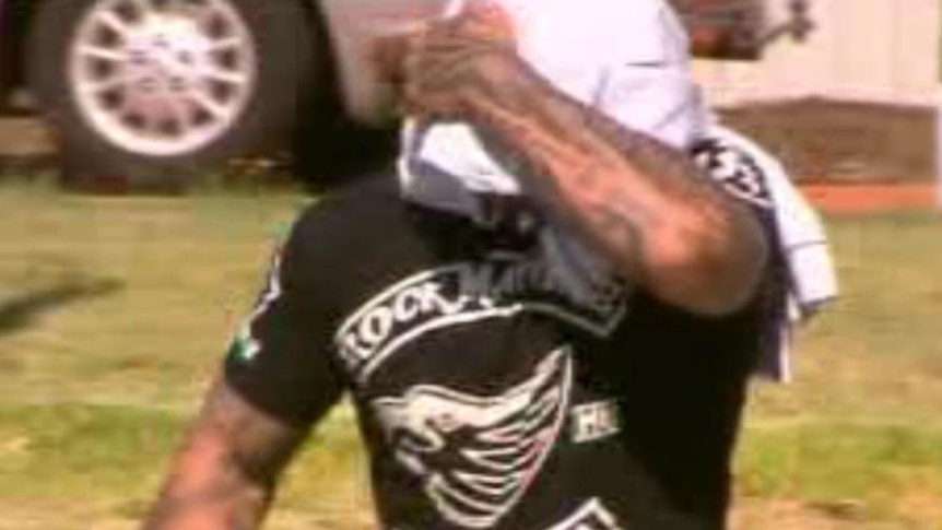 A Rock Machine bikie has been bashed