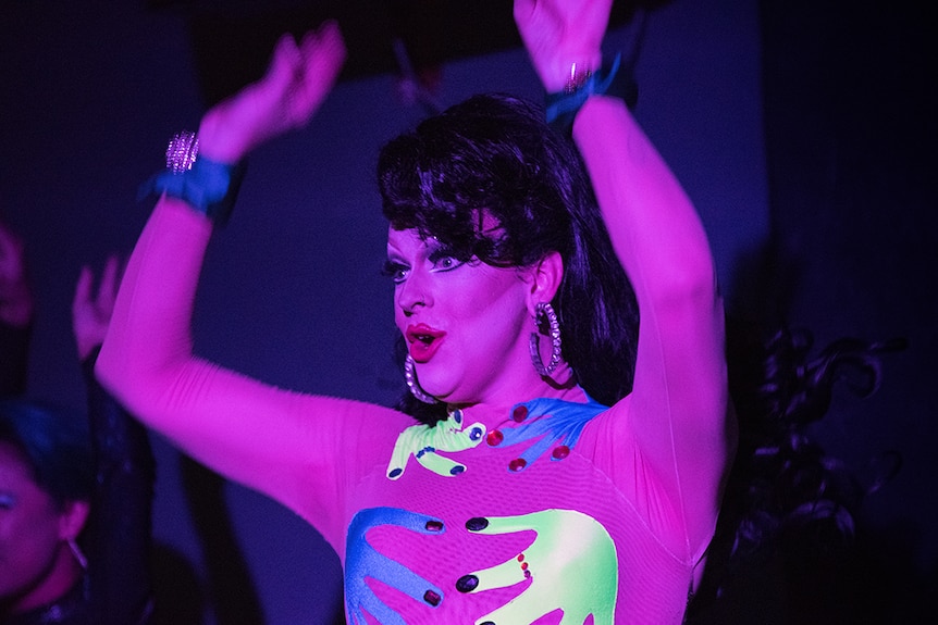 One of Darwin's best known drag queens Vogue MegaQueen performs.