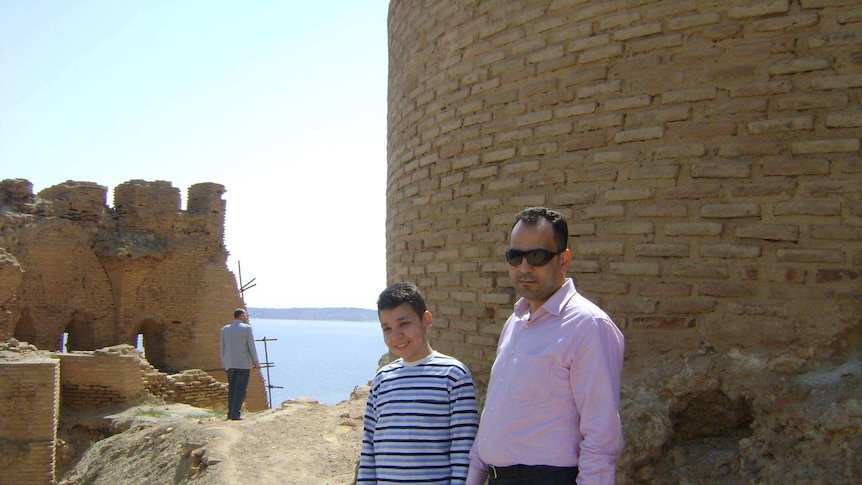 One of the few photos Mahmoud Hallek has with his father, Sakher Hallek