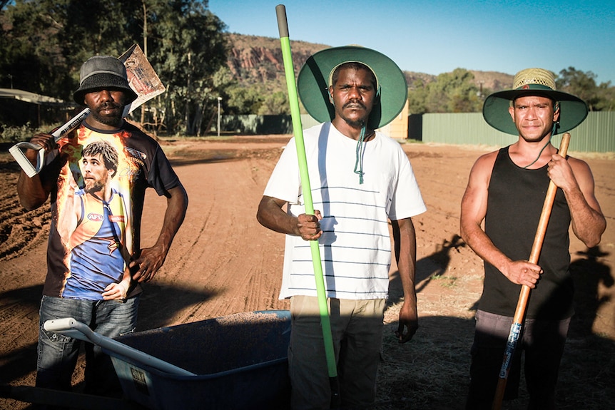 Callum Daniels, Rowan Guyula and Russell Tomlins are part of a rehabilitation program run