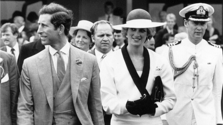 Prince Charles and Princess Diana at the 1985 Melbourne Cup.