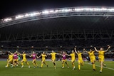 Young Matildas celebrate after defeating Costa Rica at the U-20 Women's World Cup