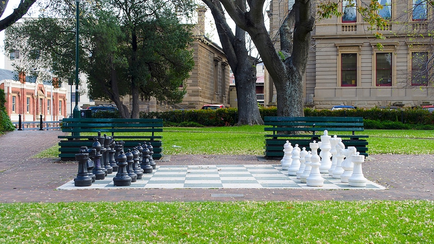 A chess set in Franklin Square, Hobart.