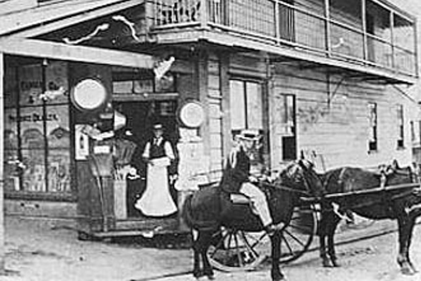 Horse and cart outside the general store in Spring Hill in 1914.