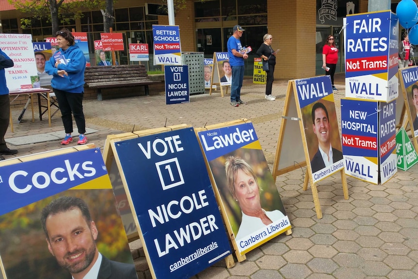 ACT election signs at Tuggeranong corflutes