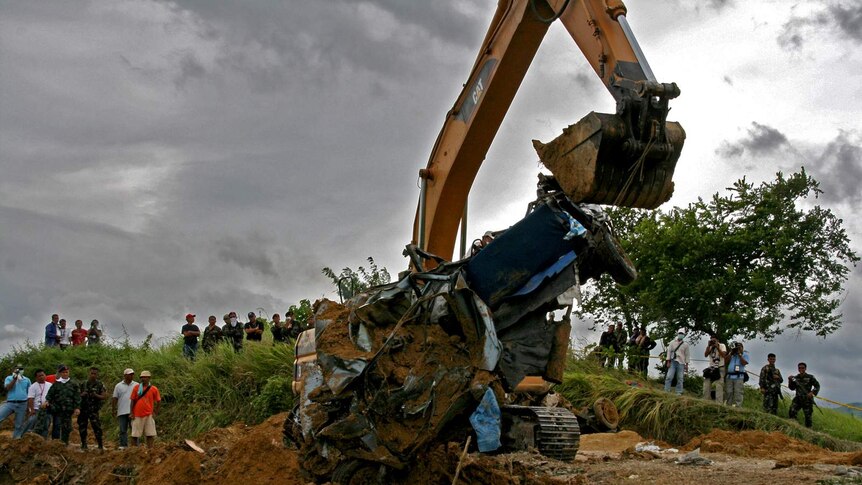 Shallow grave unearthed in Ampatuan town, Philippines