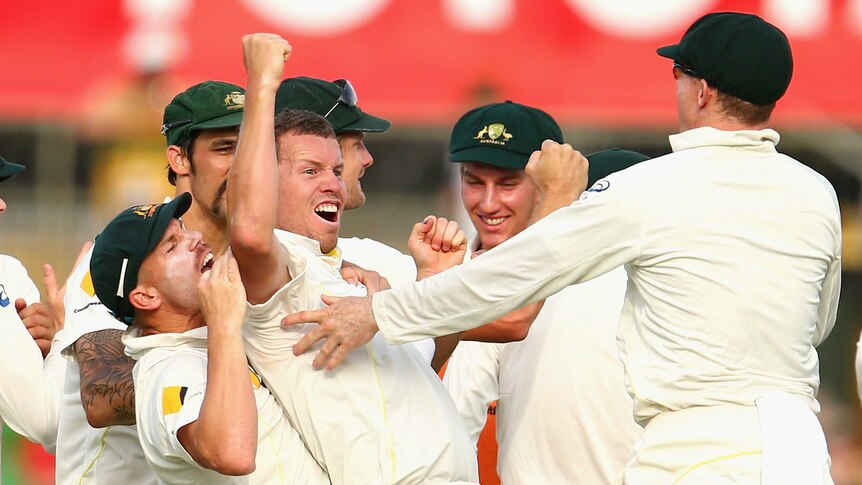Peter Siddle dismisses Ian Bell at the WACA