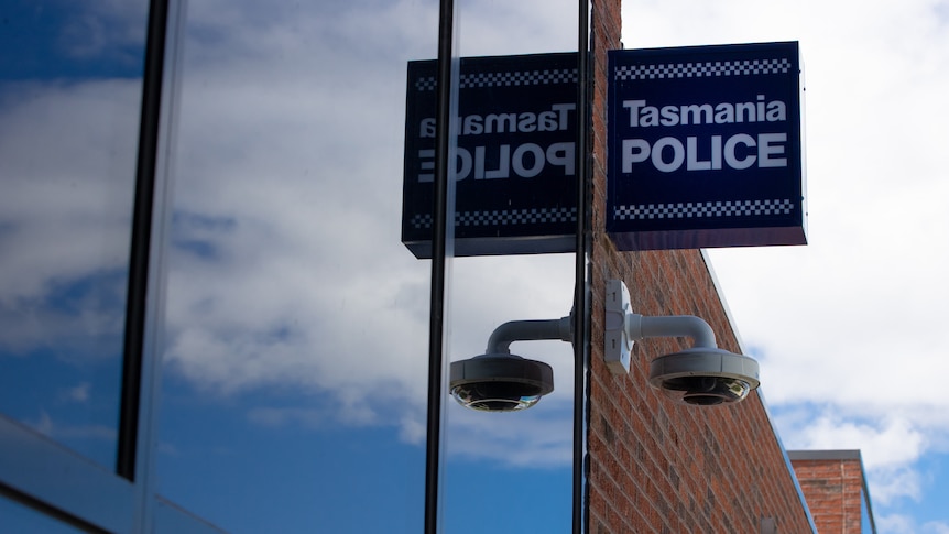A sign for a police station in Tasmania.