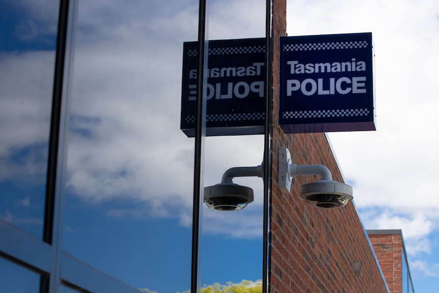 A sign for a police station in Tasmania.