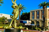 fountain and statue of rabbit.