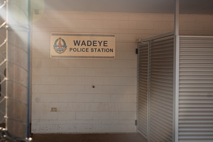 An external white wall of the Wadeye Police Station.