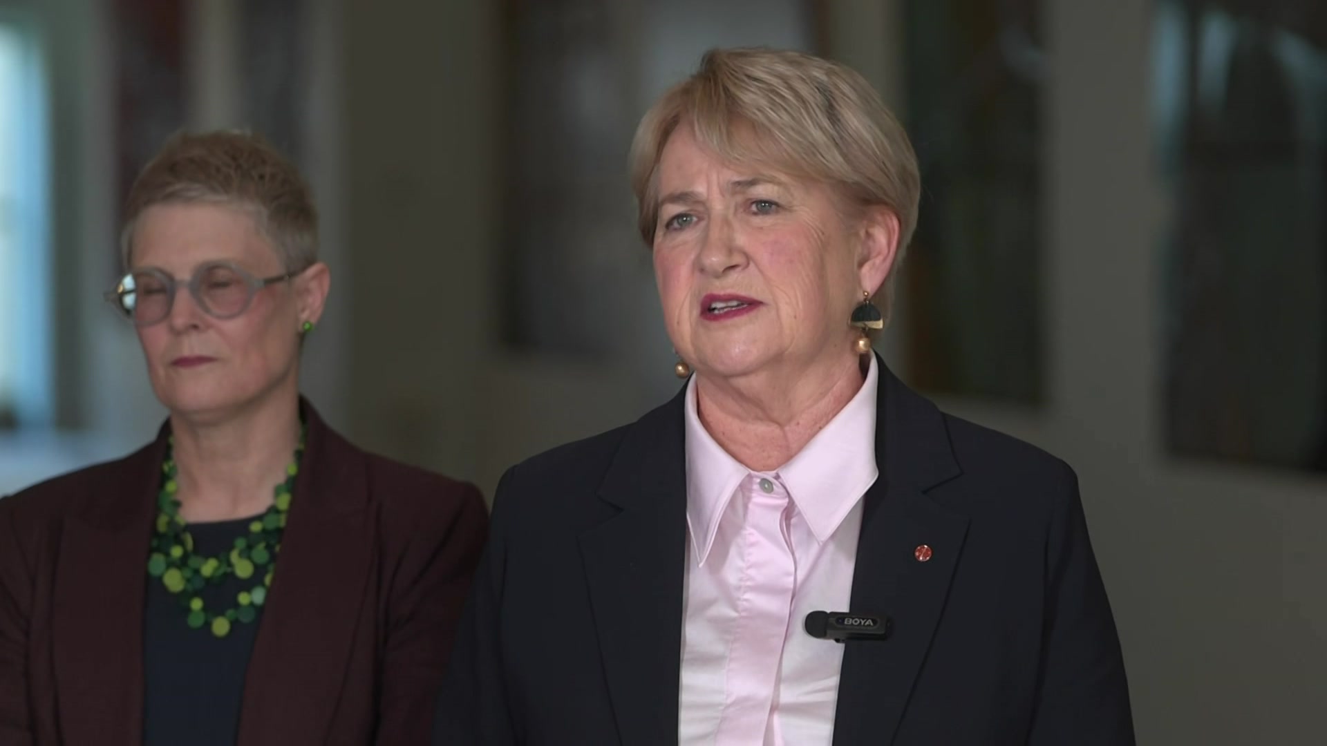 Greens senator Barbara Pocock speaking to reporters in Canberra on Thursday.