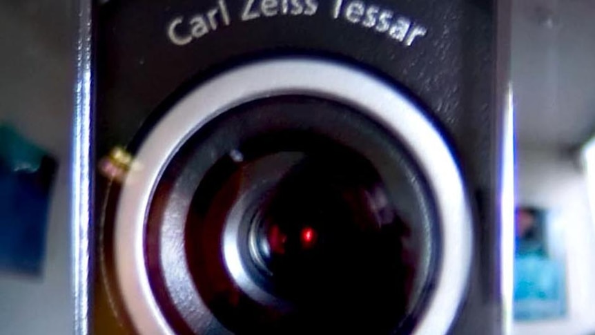 Close up of a webcam on a computer