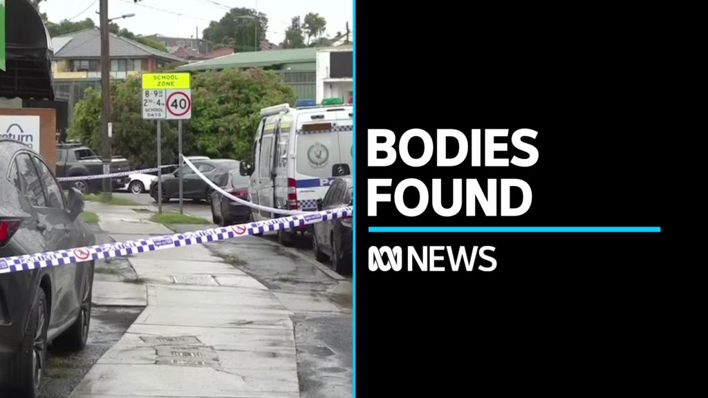 Bodies Found: Police tape on a rainy street