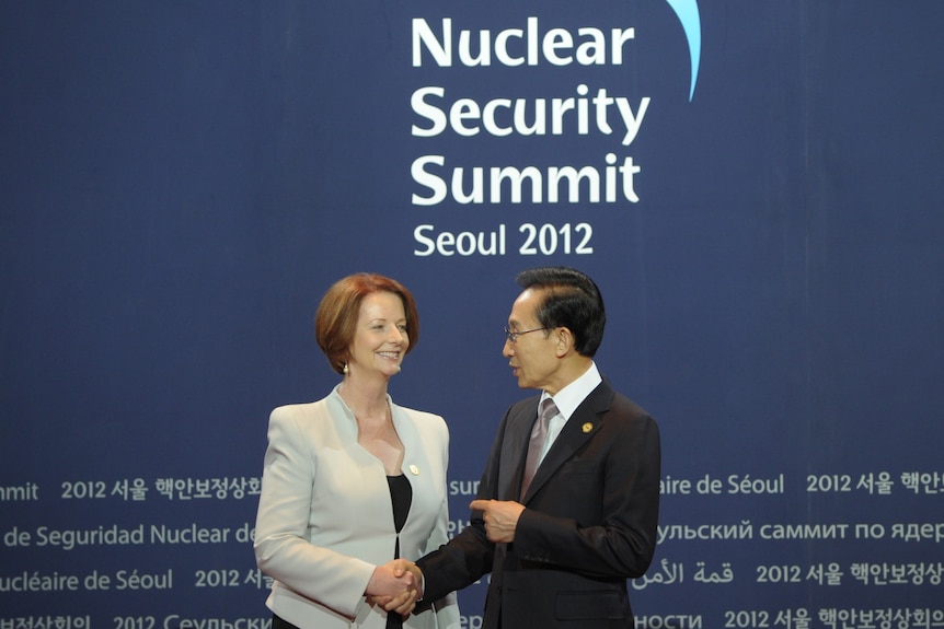 Gillard greets South Korea's president