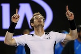 Britain's Andy Murray celebrates his 2016 Australian Open semi-final win over Milos Raonic.