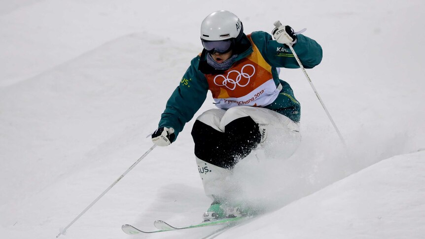 Australia's Jakara Anthony in action in women's moguls finals in the Pyeongchang Winter Olympics.