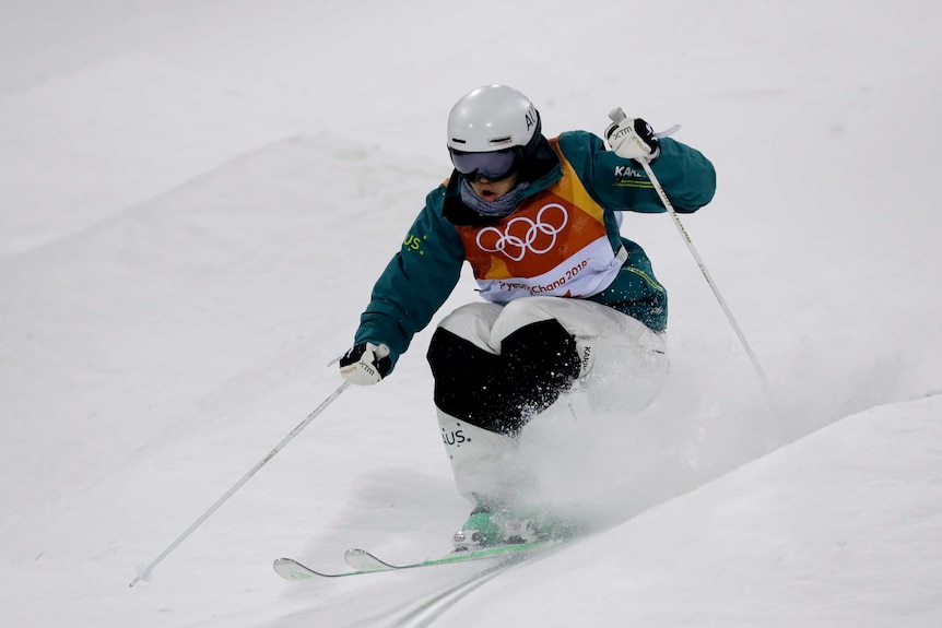 Australia's Jakara Anthony in action in women's moguls finals in the Pyeongchang Winter Olympics.