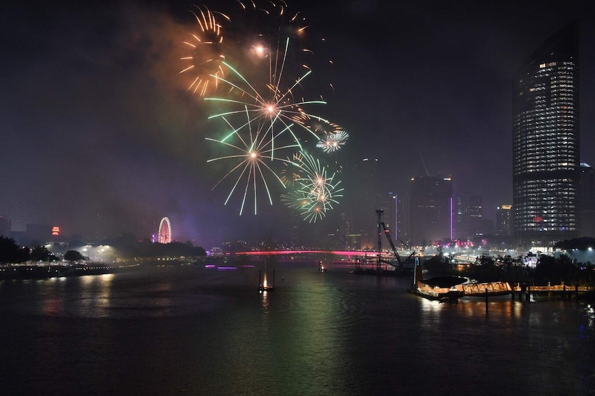 Fireworks over Brisbane River