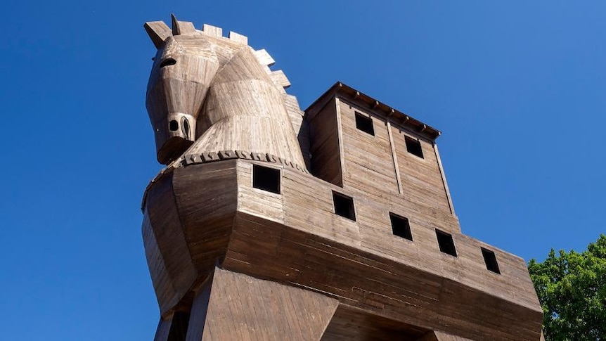 A life-size model of a Trojan horse