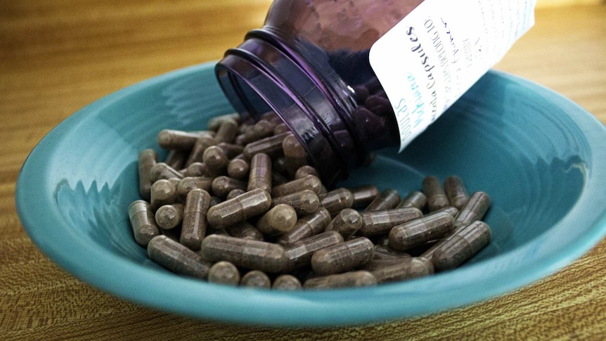 Placenta pills in a bowl.