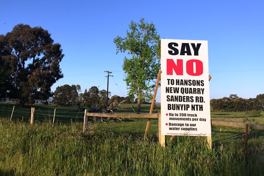A sign opposing the Bunyip quarry.