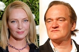 Composite headshots of Uma Thurman and Quentin Tarantino.