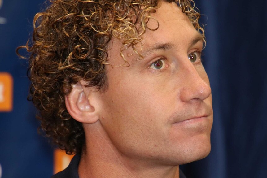 A close up image of West Coast Eagle Matt Priddis during a press conference at Subiaco Oval.