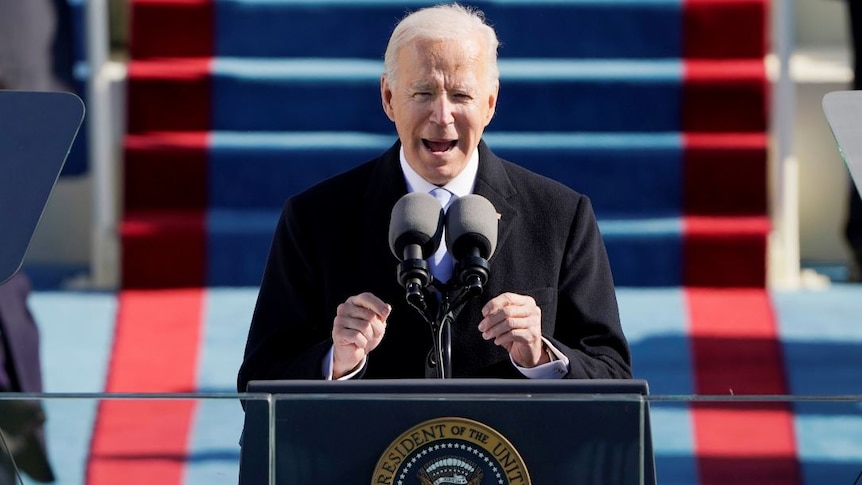 Joe Biden gives a speech