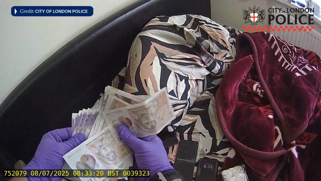 Police bodycam footage of cash, 