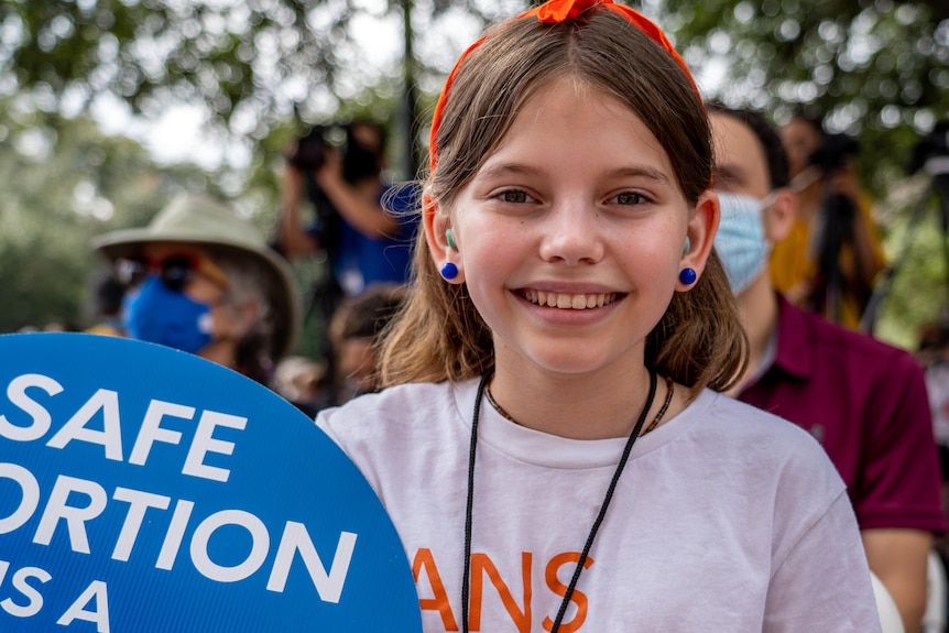 Young girl at an abortion protest.