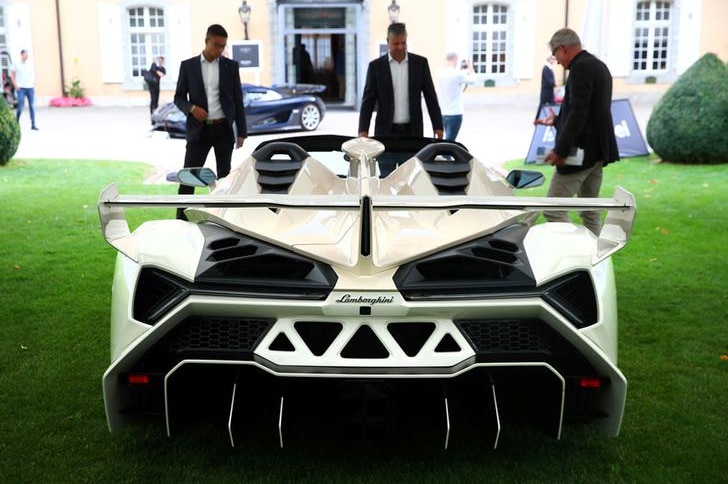 Lamborghini Veneno Roadster pictured during Bonhams auction preview on September 27, 2019