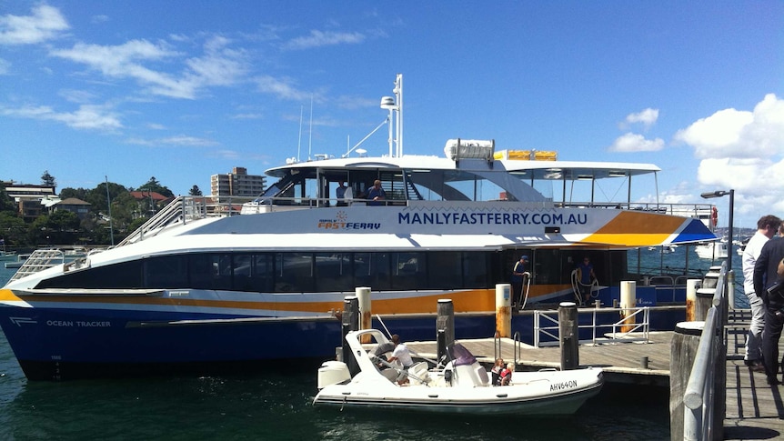 A Manly Fast Ferry docked on Sydney Harbour.