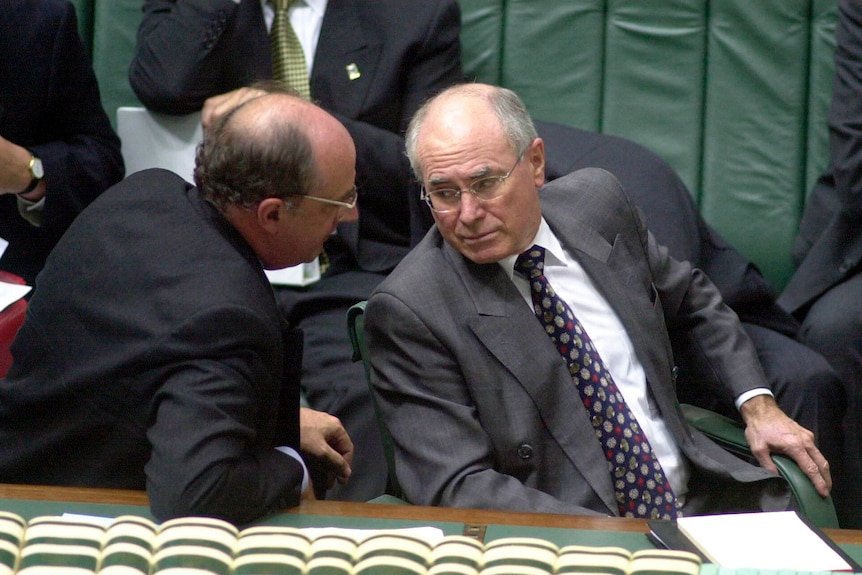 Peter Reith and John Howard in the House of Representatives. 