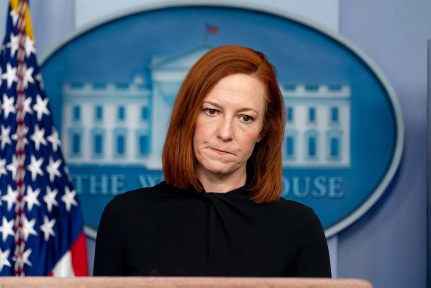 White House press secretary Jen Psaki takes a question