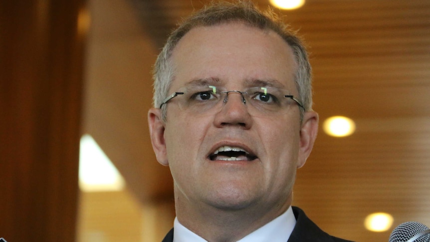 Treasurer Scott Morrison speaks at a press conference