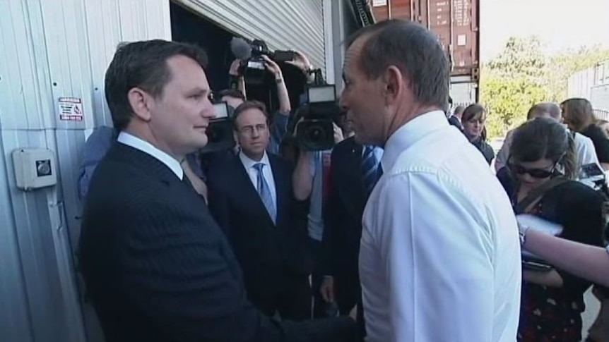Tony Abbott at the CIMCO factory in 2013