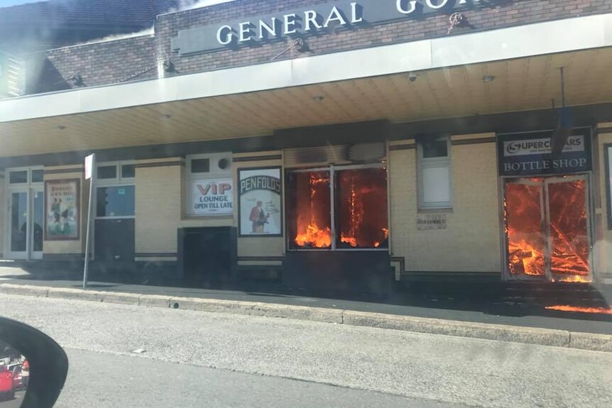 A pub on fire