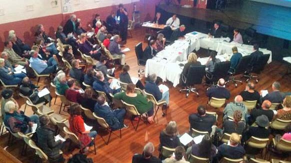 Huon Valley residents at a council meeting in Huonville.