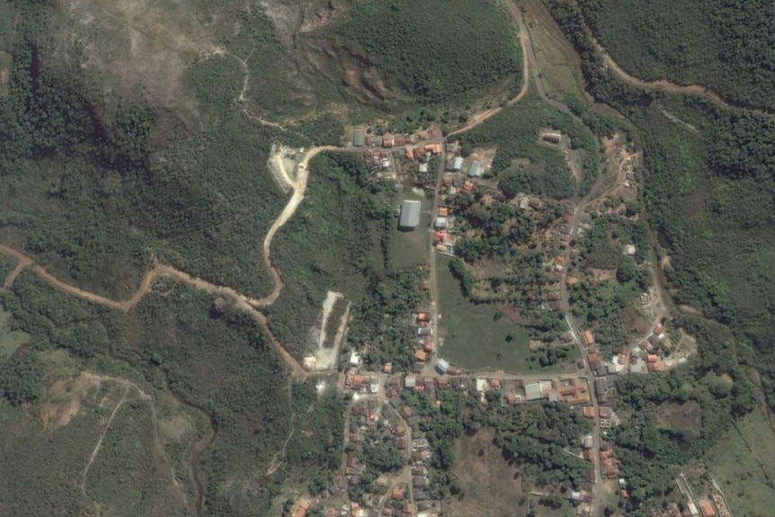 Satellite imagery shows Bento Rodrigues in July 2015.