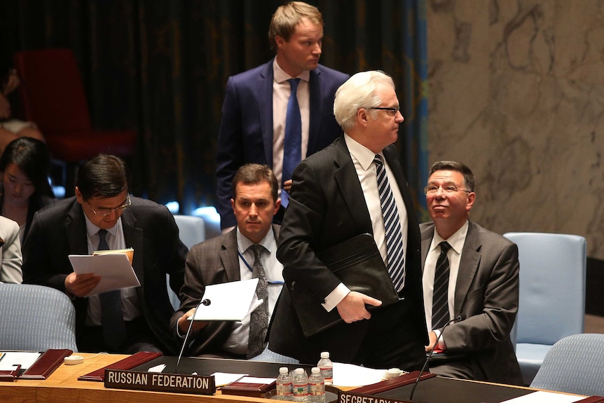 Russia's ambassador to UN leaves emergency Security Council session