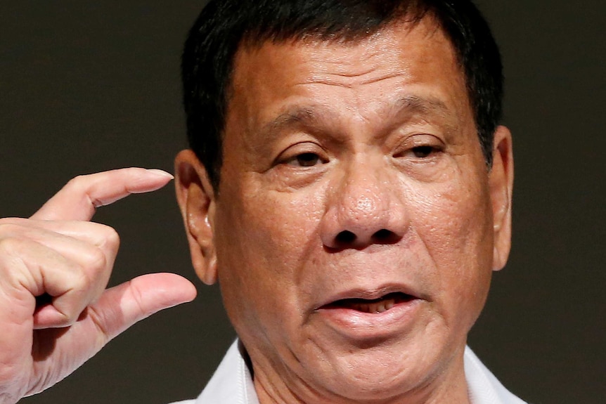 Philippine President Rodrigo Duterte delivers a speech.