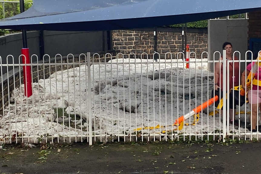 Hail covers Toowoomba childcare centre playground