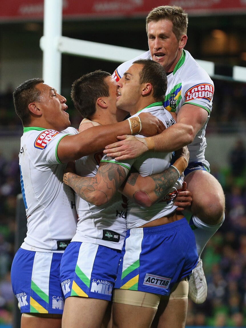 Blake Ferguson celebrates with team-mates