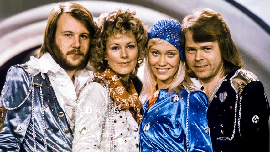 ABBA pose at Eurovision in 1974