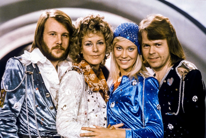 ABBA pose at Eurovision in 1974