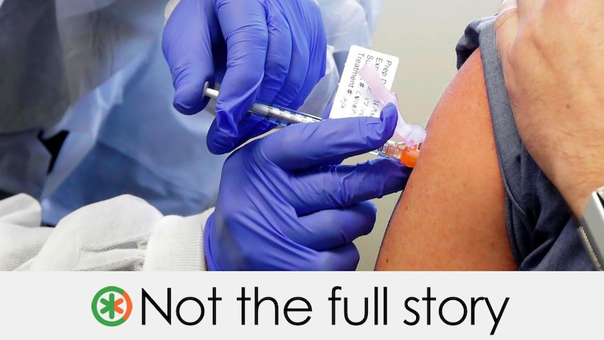 The claim is not the full story. A doctor administers a vaccine to a patient